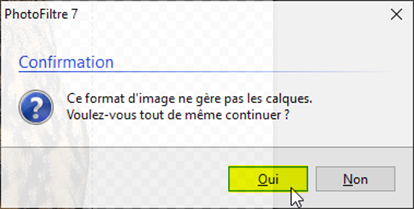 fenêtre pop-up sur la gestion des calques