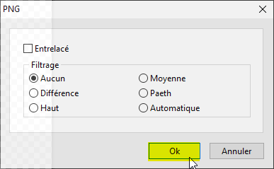 fenêtre pop-up pour valider la sauvegarde