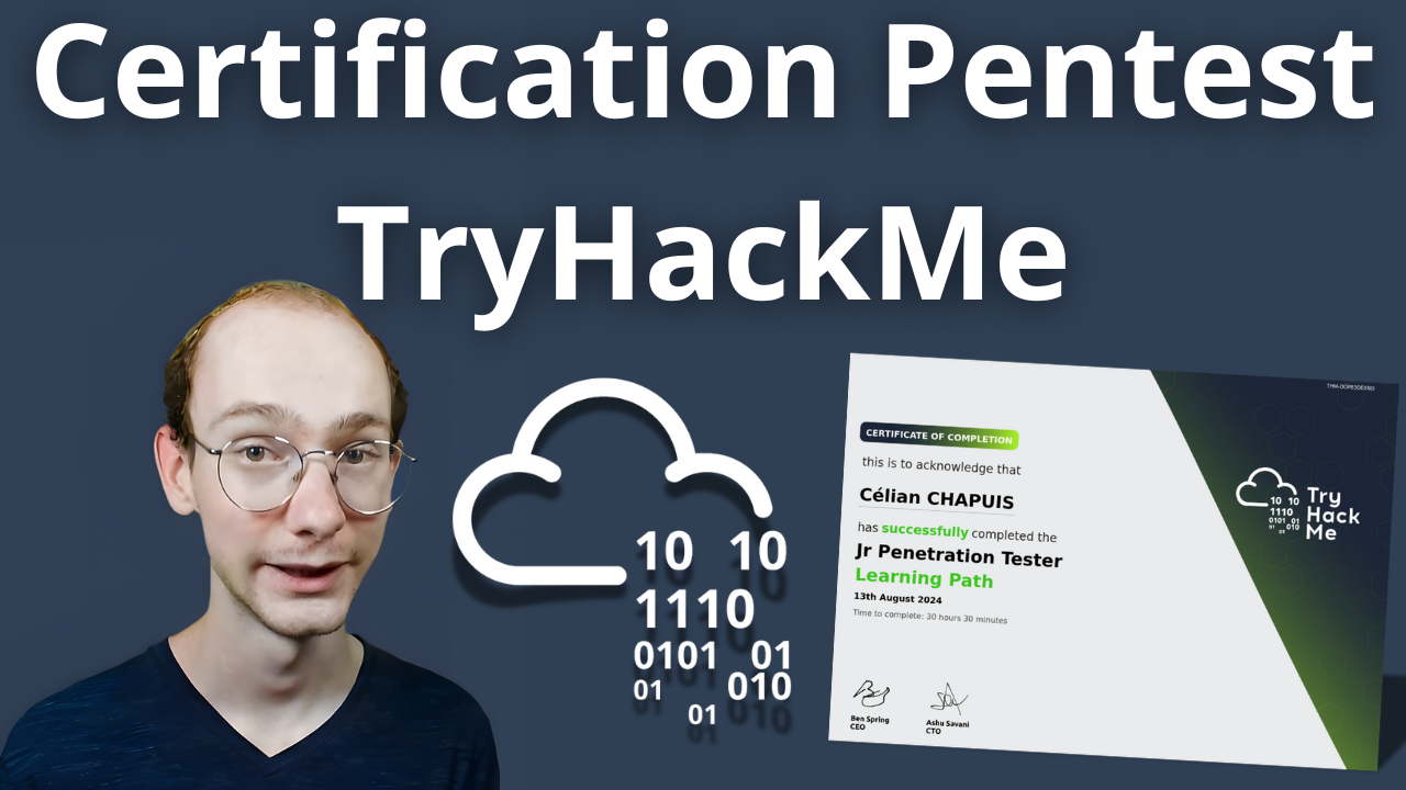 Miniature de la vidéo sur la certification de TryHackMe en pentest